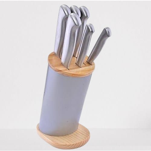 Knife Set With Wooden Stand - Set Of 7 Pieces