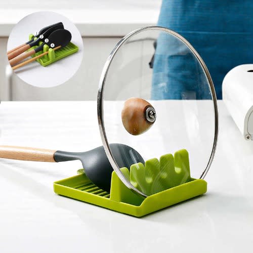 Multipurpose Pot Cover Pan Lid Stand And Spoon Rest Holder