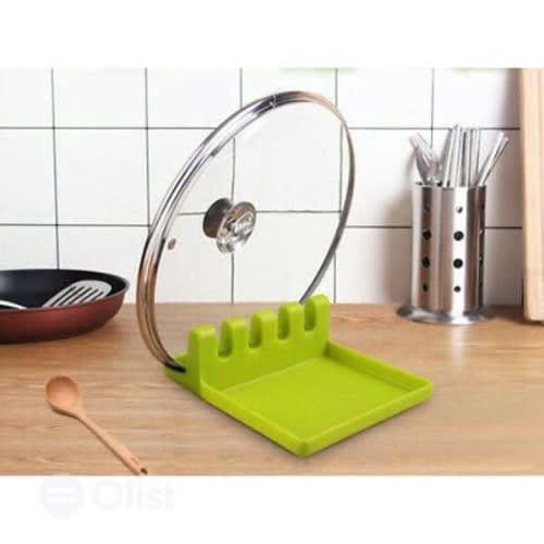 Multipurpose Pot Cover Pan Lid Stand And Spoon Rest Holder