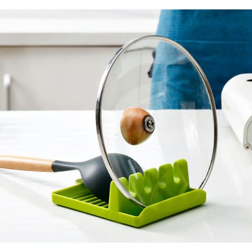 Multipurpose Pot Cover Pan Lid Stand And Spoon Rest Holder