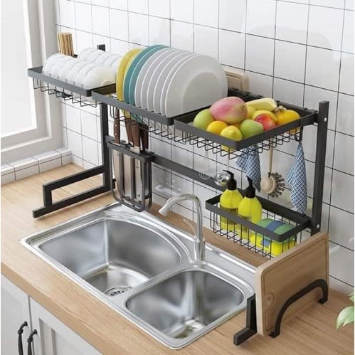 Stainless Steel Rack With Double Sink Drain Rack