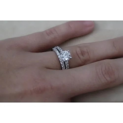 Double Stone Engagement & Wedding Ring- Silver