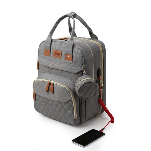 Baby Diaper Backpack With Changing Station - Multifunction - Potable - Grey