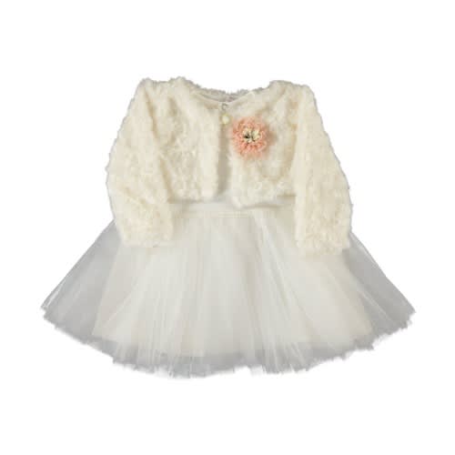 Baby Girl Dress With Fur Bulero White