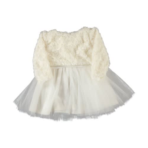 Baby Girl Dress With Fur Bulero White