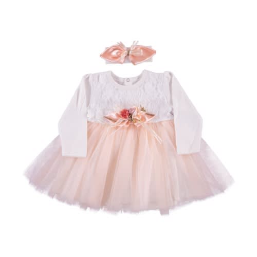 Baby Girl Dress Oval Flower Salmon