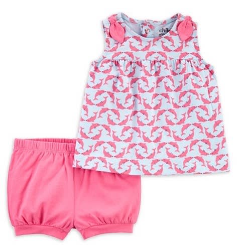Child Of Mine Baby Girls Bow Tank Top & Shorts Set