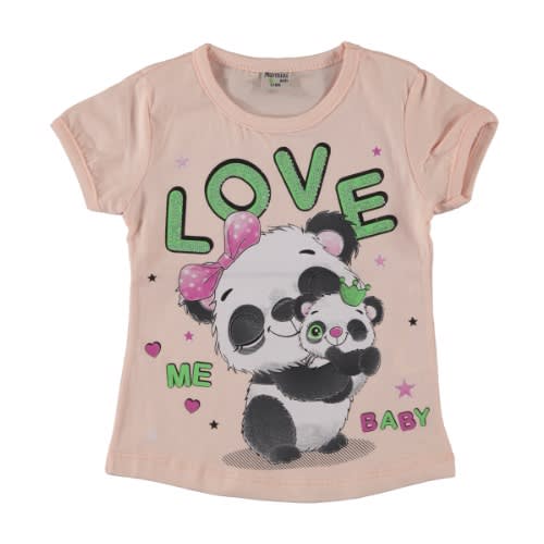 Girl T-shirt Love Me Baby  Salmon