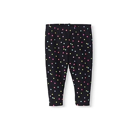 Girls Multi Polka Dot Print Leggings- Black