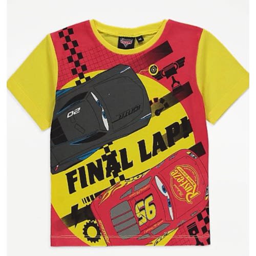 Final Lap Slogan Boys Top - Yellow & Red