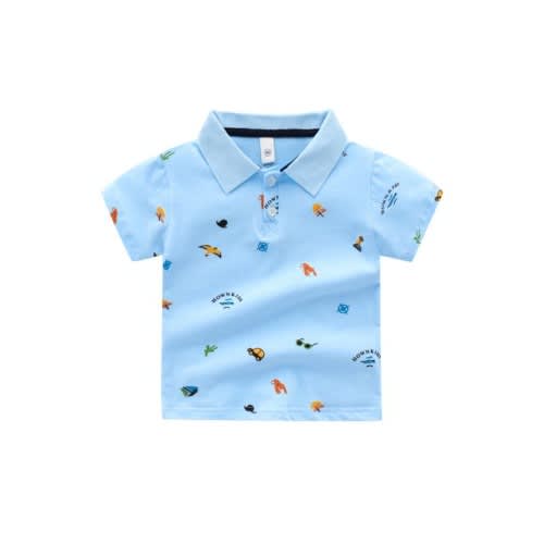 Boy Sailboat & Animal Print Polo Shirt