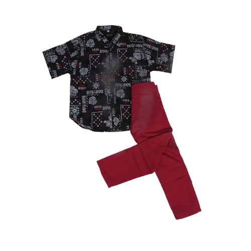 Boys' 2-piece  Shirt & Trousers - Black  & Red