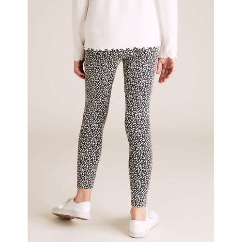 Cotton Rich Floral Cream Leggings