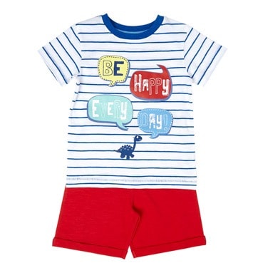 Short And T-shirt Set- Happy
