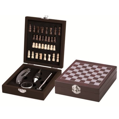 Chess Board Game With Wine Accessories