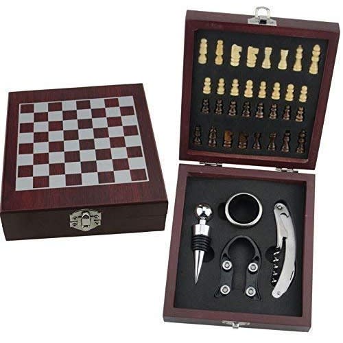 Chess Board Game With Wine Accessories