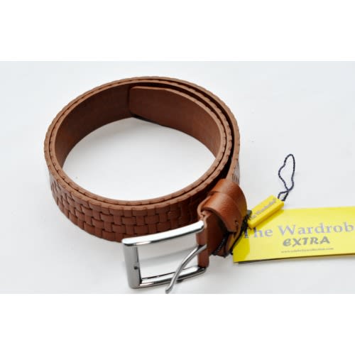 Leather Men Matted Pattern Belt-Brown-mb-9643 -Size: 115/46