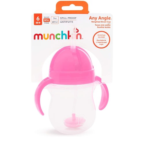 Any Angle Click Lock Weighted Straw Trainer Cup -Pink-7oz