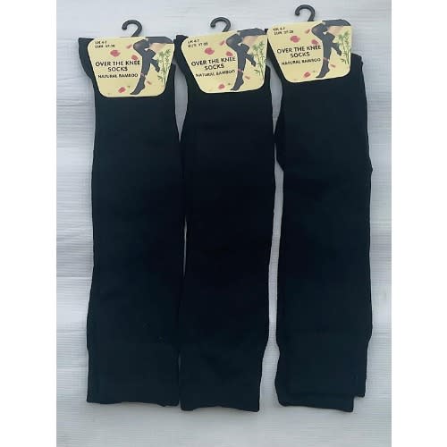 Over Knee High Socks - 3  Pieces - Black
