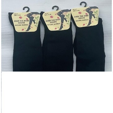 Over Knee High Socks - 3  Pieces - Black