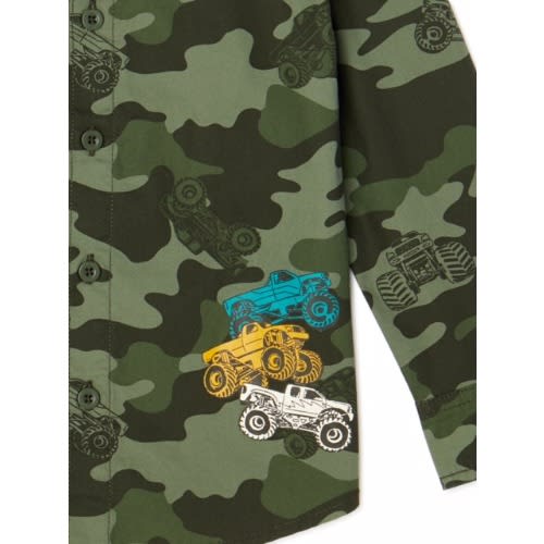 365 Kids Boys Long Sleeve Woven Button Down Shirt - Camo
