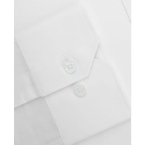 Twill Fitted White Single Cuff Shirt