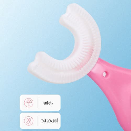 Silicone Children U-shaped Brush 7 -12 Years Pink