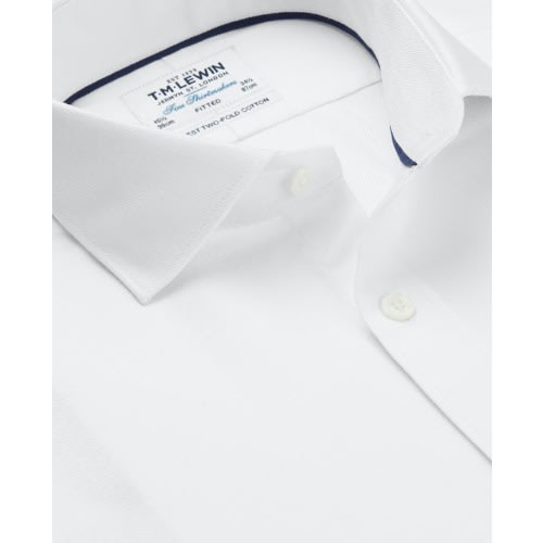 Twill Fitted White Double Cuff Shirt