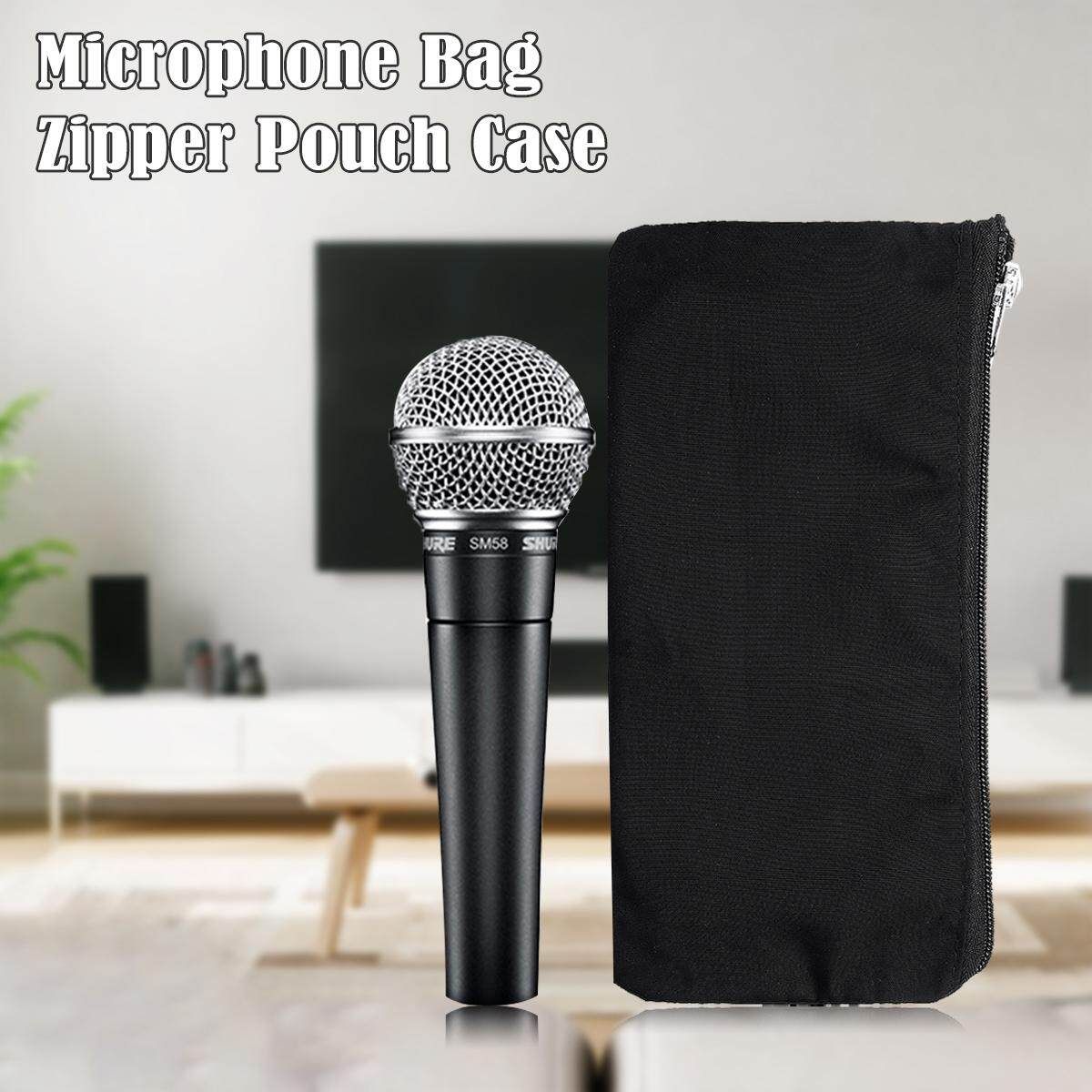 Wired / Wireless Microphone Bag Zipper Pouch Case Black Standard Size 9''x4''