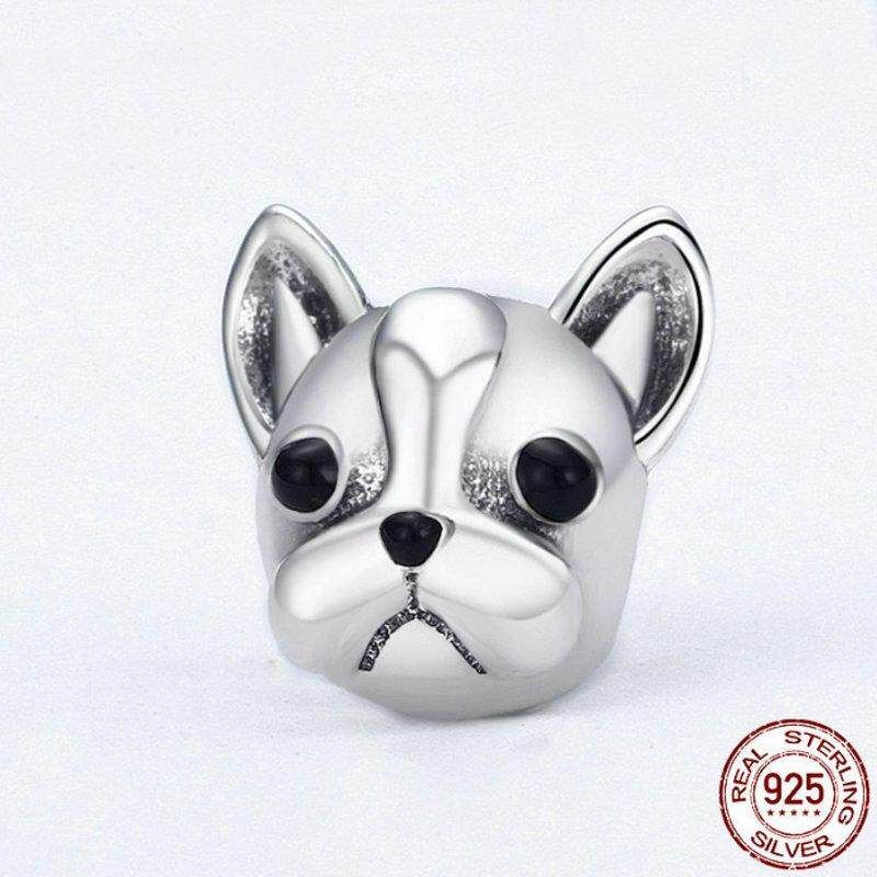 925 Sterling Silver Cute Dog Jewelry Beads Handmade Pendant Bracelet Accessory