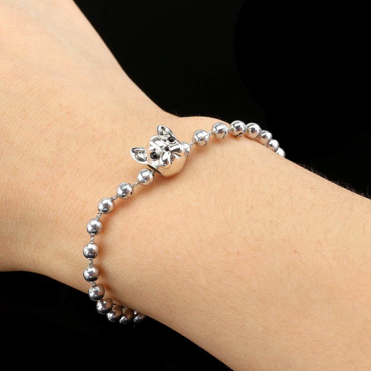 925 Sterling Silver Cute Dog Jewelry Beads Handmade Pendant Bracelet Accessory
