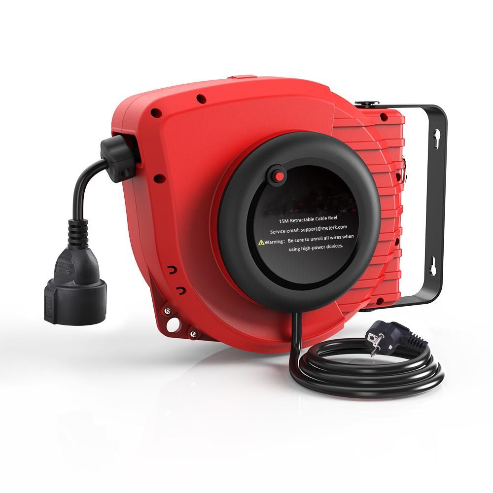 15+1.5meters 1500W Retractable Cord Reel Wall Mounted Auto-retract Hose Reel
