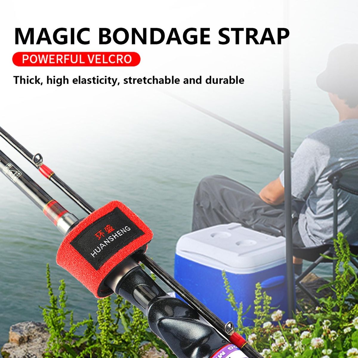 Fishing Pole Belt Strap Fishing Rod Holder Belt Strap Black