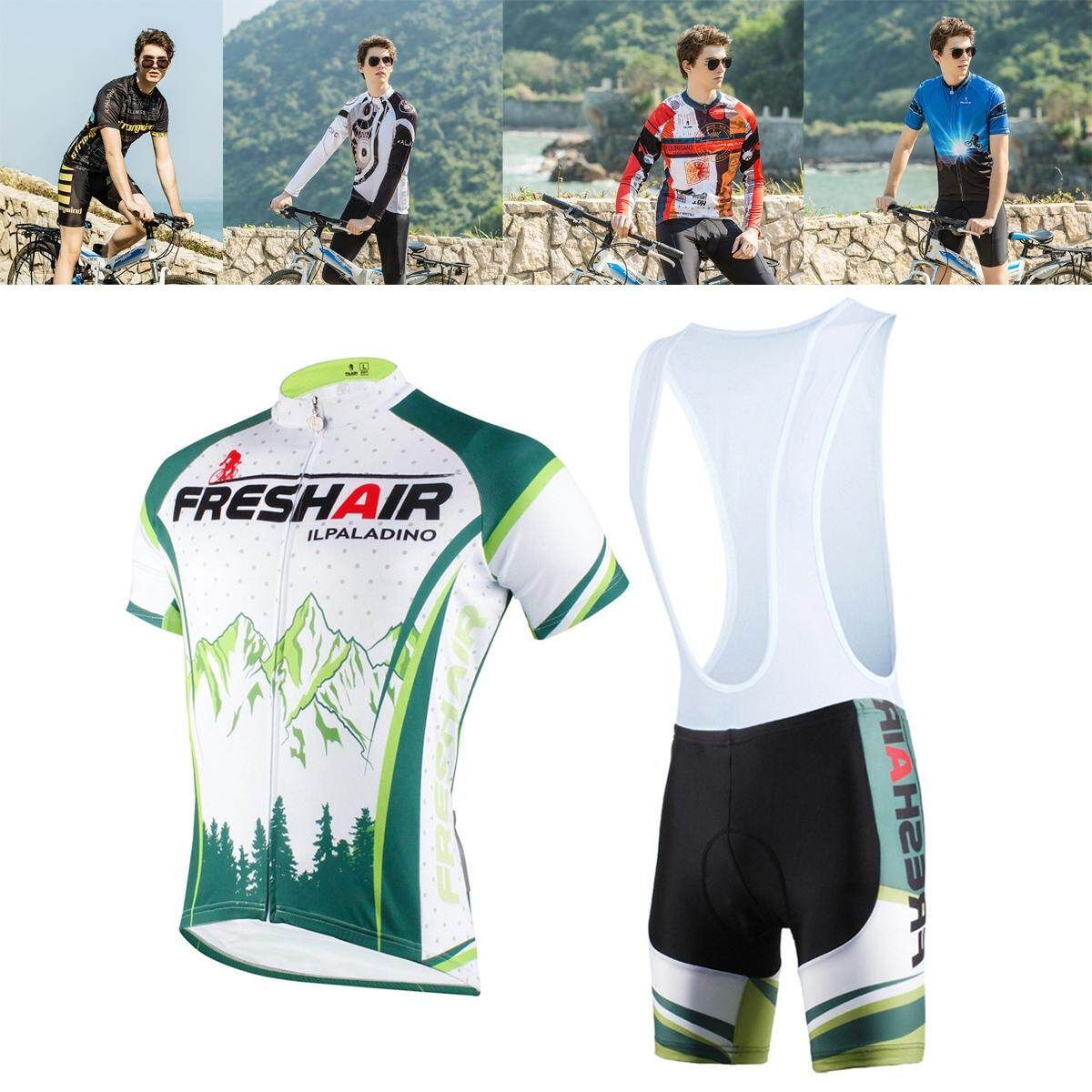 Summer Mens Cycling Clothing Jersey And Bib Shorts Suit Short Sleeved Breathable XL