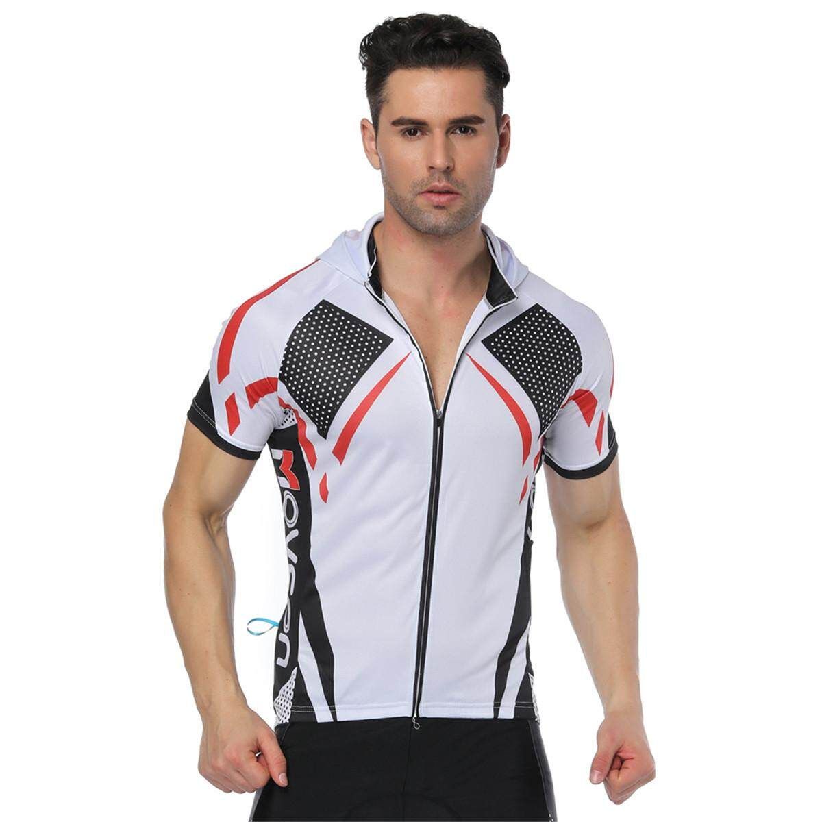 Men's Cycling Clothing MTB Bike Short Sleeve Bicycle Jersey Racing Clothing Sports Wear White XL