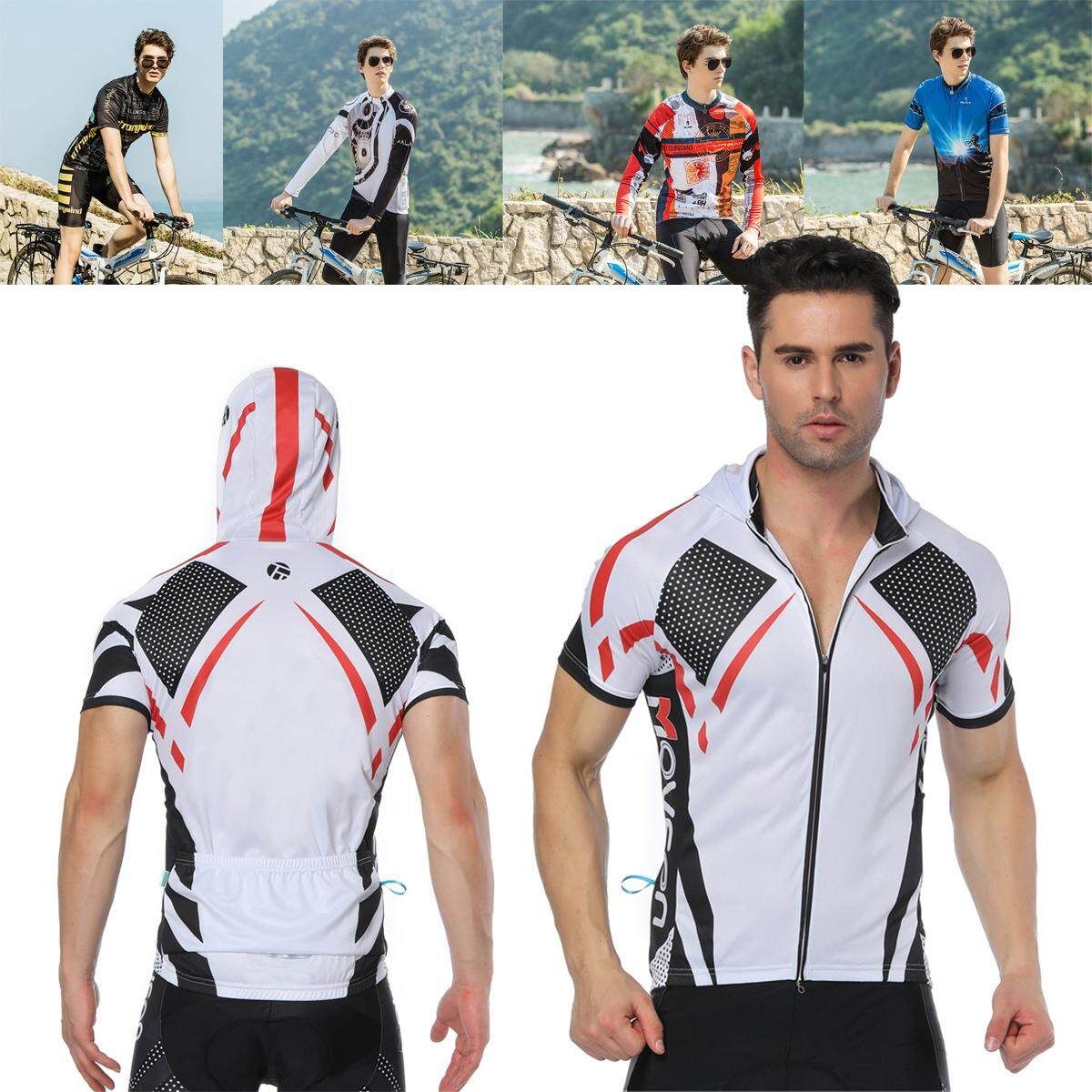 Men's Cycling Clothing MTB Bike Short Sleeve Bicycle Jersey Racing Clothing Sports Wear White XL