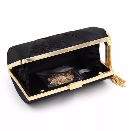 Tassel Pendant Clutch Purse - BLACK