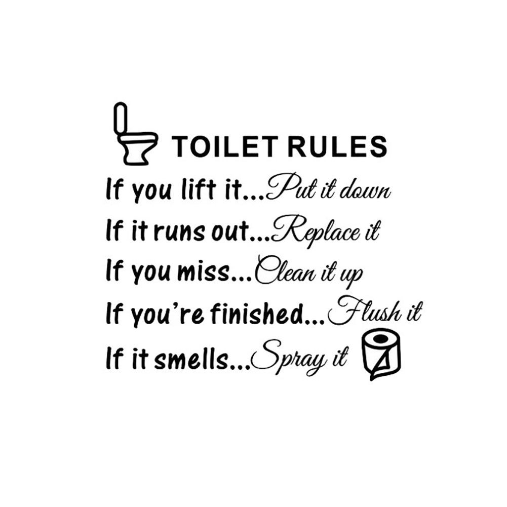 DIY Toilet Rules Quote Bathroom Removable Wall Sticker Art-