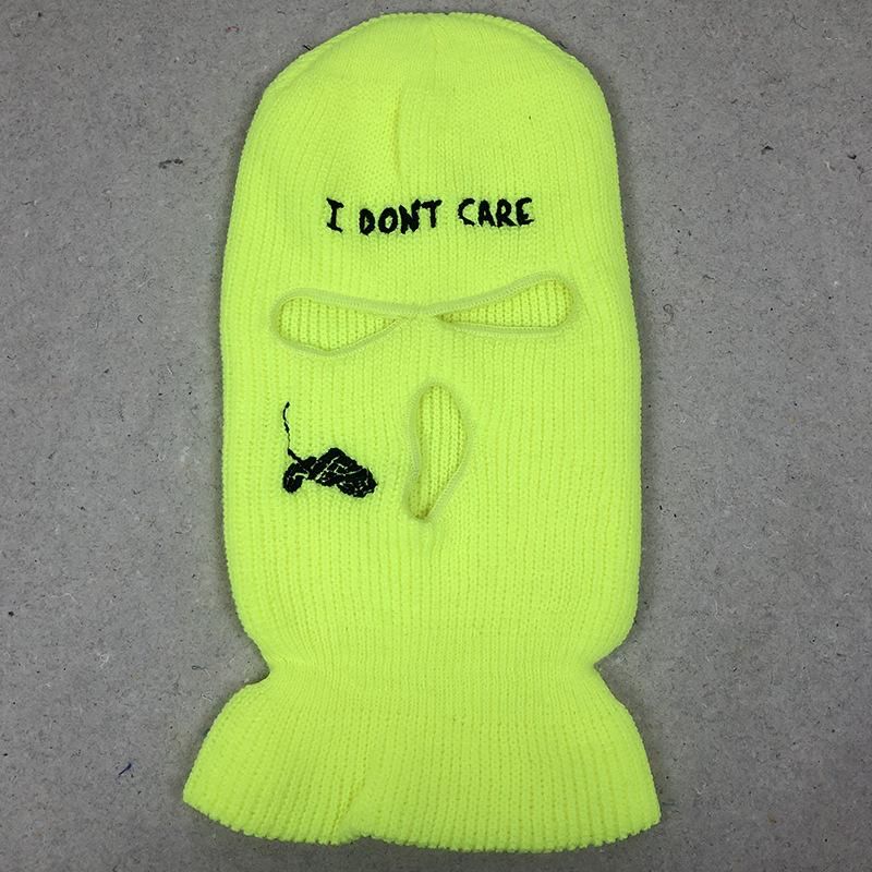 New 3-Hole Knit Hats Ski Mask Winter Warm Full Face Cover Balaclava Bonnet Unisex Funny Embroidery Beanies Riding Caps