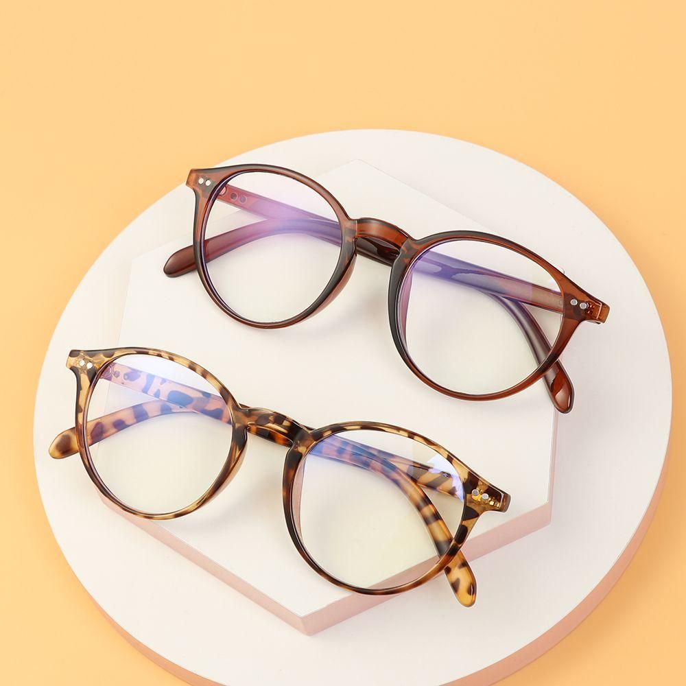 New Fashion Flexible Portable Anti Blue Light Computer Glasses Ultra Light Resin Round Frame Clear Lens Glasses