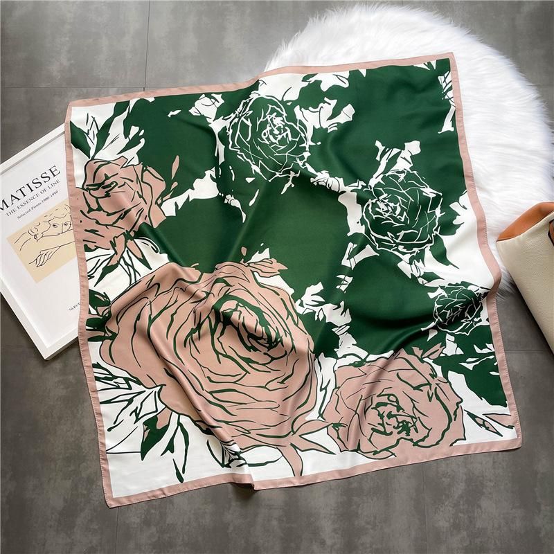 90x90CM Women Twill Silk Big Square Scarf Shawl Fashion Luxury Printed Graphic Design Branded Scarfs Ladies Decoration Scarves