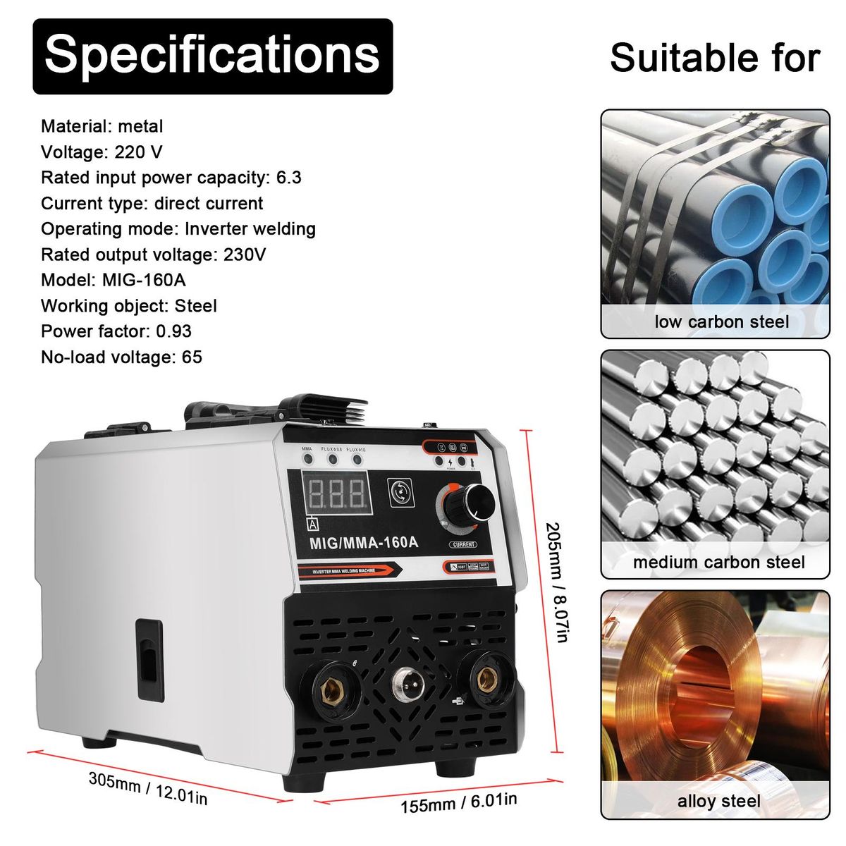 2in1 MIG MMA Welders Carbon Dioxide Gases-Shielded and Manual Welding Multipurpose IGBT Direct Current Inverter Welders Built-In Wire Feeding Mechanism
