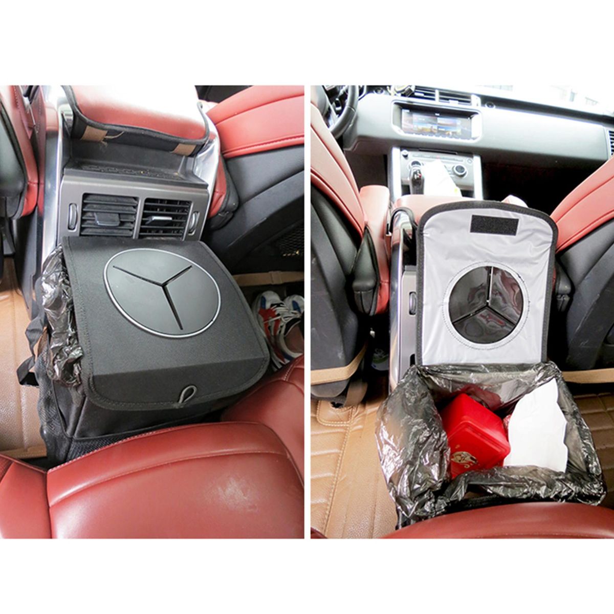 Car Trash Can for Car Cute, Car Trash Bag Folding Suspension Storage Bag Car Seat Back Storage Bag Car Garbage Cans Leak Proof Vehicle Trash Can Black