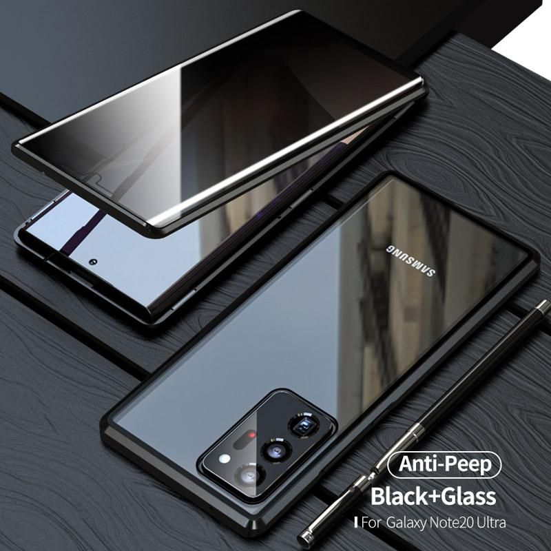 Anti Peeping Privacy Double Side Glass Cases For Samsung S23 S22 S21 Ultra S20 FE S20 Note 20 Ultra Metal Magnetic phone Cover