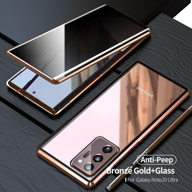 Anti Peeping Privacy Double Side Glass Cases For Samsung S23 S22 S21 Ultra S20 FE S20 Note 20 Ultra Metal Magnetic phone Cover