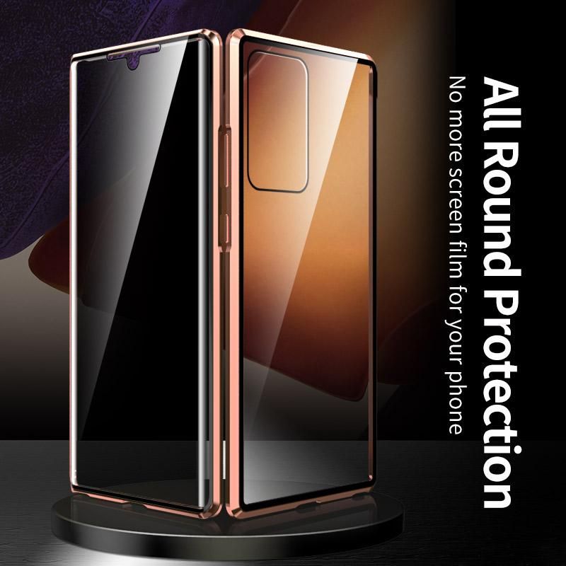 Anti Peeping Privacy Double Side Glass Cases For Samsung S23 S22 S21 Ultra S20 FE S20 Note 20 Ultra Metal Magnetic phone Cover
