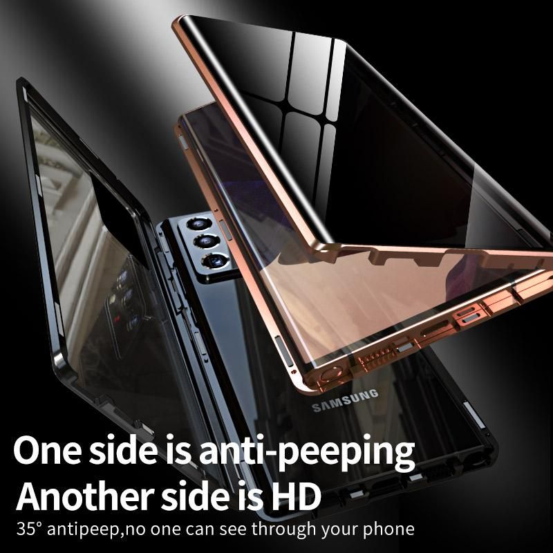 Anti Peeping Privacy Double Side Glass Cases For Samsung S23 S22 S21 Ultra S20 FE S20 Note 20 Ultra Metal Magnetic phone Cover