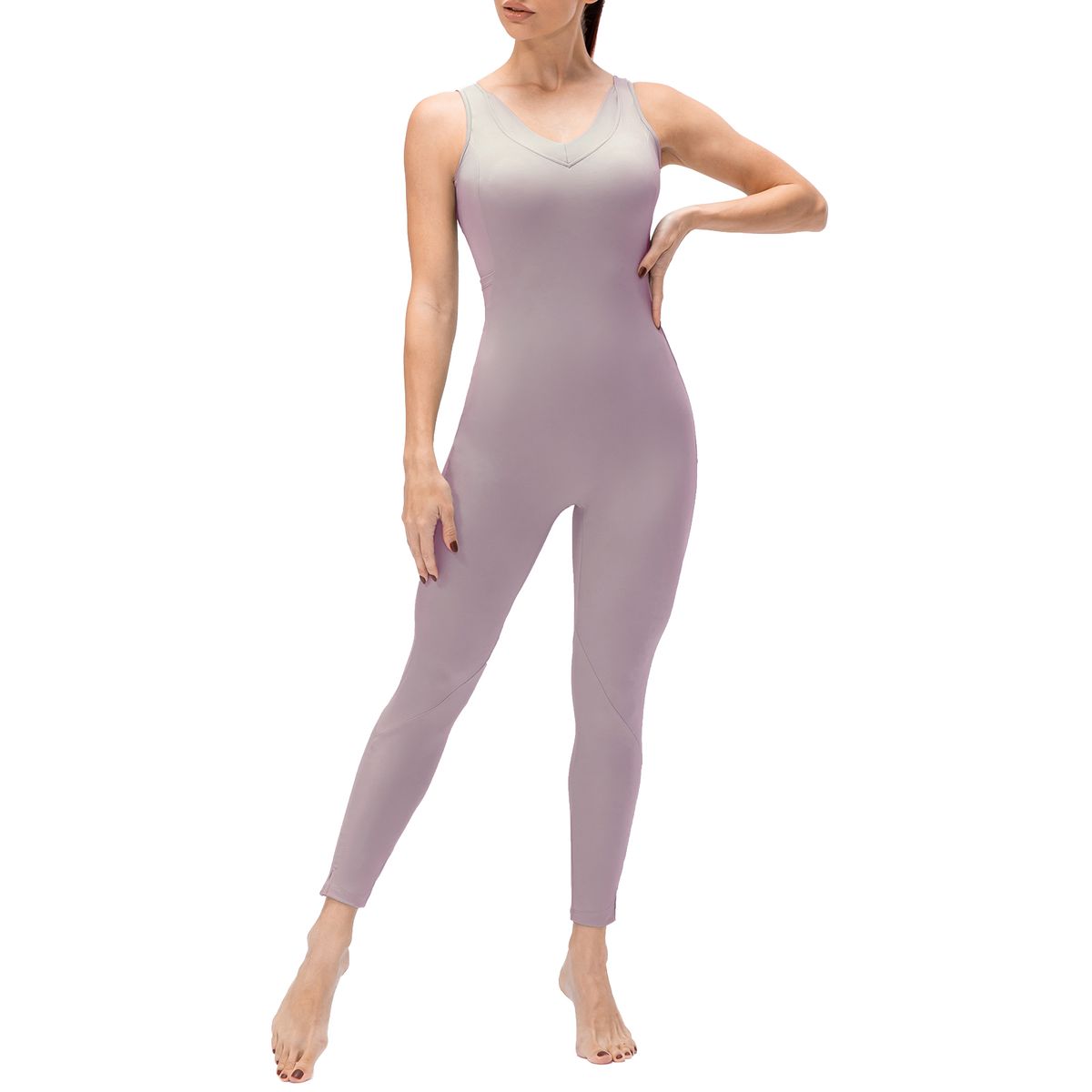 Women Yoga Jumpsuit With Pockets Sleeveless Leggings Open
