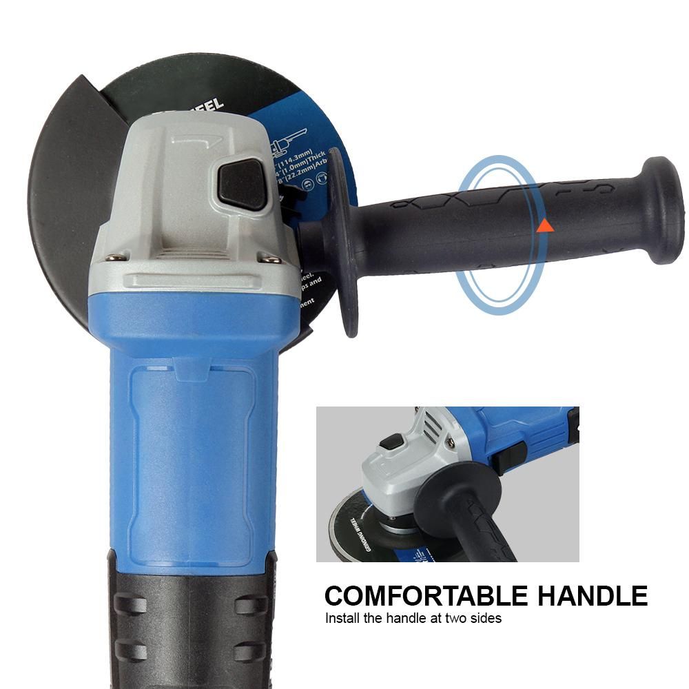 6 Amp 750W Grinder Power Tools, 11000RPM 4-1/2Inch Angle Grinder Tools With 3 Position Adjustable Support Handle, Fast Heat Dissipation, Include Metal Grinding Wheel, Safety Guard for Grinding/Cutting
