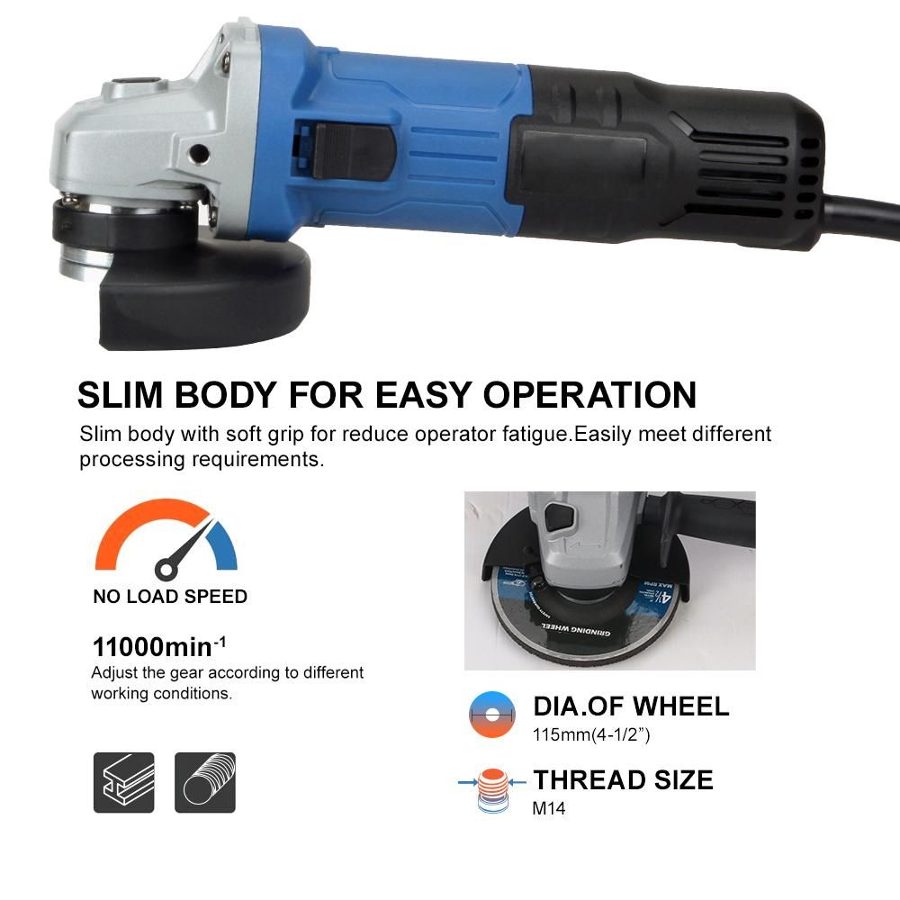 6 Amp 750W Grinder Power Tools, 11000RPM 4-1/2Inch Angle Grinder Tools With 3 Position Adjustable Support Handle, Fast Heat Dissipation, Include Metal Grinding Wheel, Safety Guard for Grinding/Cutting